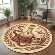 Occult Alchemy Round Rug: Snake, Skull And Potion Design For Gothic Living Room Or Witchy Decor