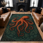Octopus Gothic Rug, Kraken Sea Creature Rug, Dark Nautical Marine Rug, Gothic Sea Monster Rug, Washable Rug, Statement Ocean Area Rug