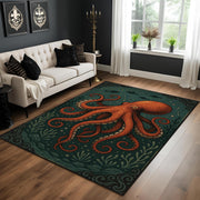 Octopus Gothic Rug, Kraken Sea Creature Rug, Dark Nautical Marine Rug, Gothic Sea Monster Rug, Washable Rug, Statement Ocean Area Rug