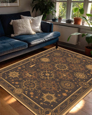 Sacred Geometry Rug, Cosmic Symbol Astrology Carpet, Dark Boho Star Map Floor Mat, Esoteric Mystical Decor for Witchy Spiritual Interiors
