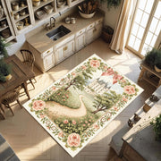 Fairytale Chateau Rug, Romantic Pathway Castle Carpet, Pink Floral Tapestry Rug, Vintage French Princess Decor, Storybook Garden Rug
