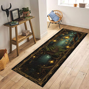 Lantern Forest Runner Rug, Enchanted Path Tapestry Rug, Mystical Woodland Hallway Rug, Fantasy Light Decor, Witchcore Washable Rug