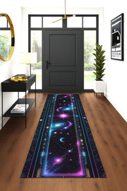 Galaxy Neon Runner Rug, Celestial Space Rug, Sci-Fi Hallway Rug, Outer Space Gamer Room Decor, Astral Universe Carpet, Cosmic Tech Rug