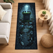 Raven Altar Runner Rug, Gothic Fantasy Rug, Ritual Tapestry Rug, Crow Forest Decor, Witchcore Hallway Mat, Moonlight Spirit Rug