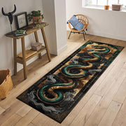 Serpent Myth Runner Rug, Gothic Dragon Snake Hallway Rug, Fantasy Medieval Decor, Wizard Magic Carpet, Mystical Creature Long Area Rug