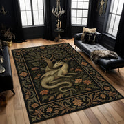Medieval Tapestry Dragon Rug: Majestic Dragon Room Decor for Medieval Gothic Room, Epic Carpet For Fantasy Rooms, Gothic Castle or RPG Decor
