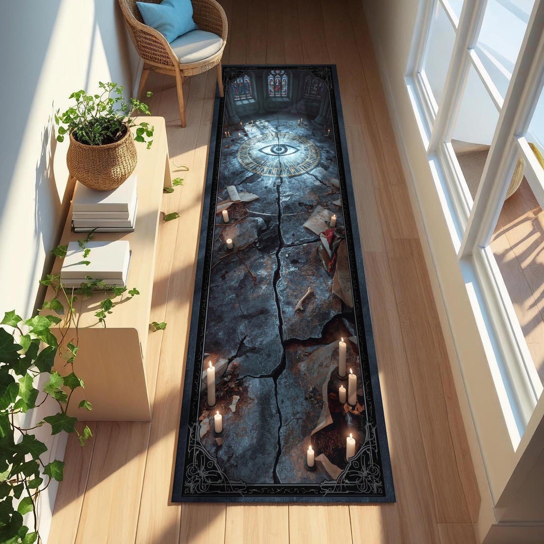 Occult Eye Gothic Runner, Witchy Decor Hallway Rug, Dark Academia Carpet, Gothic Altar Mat
