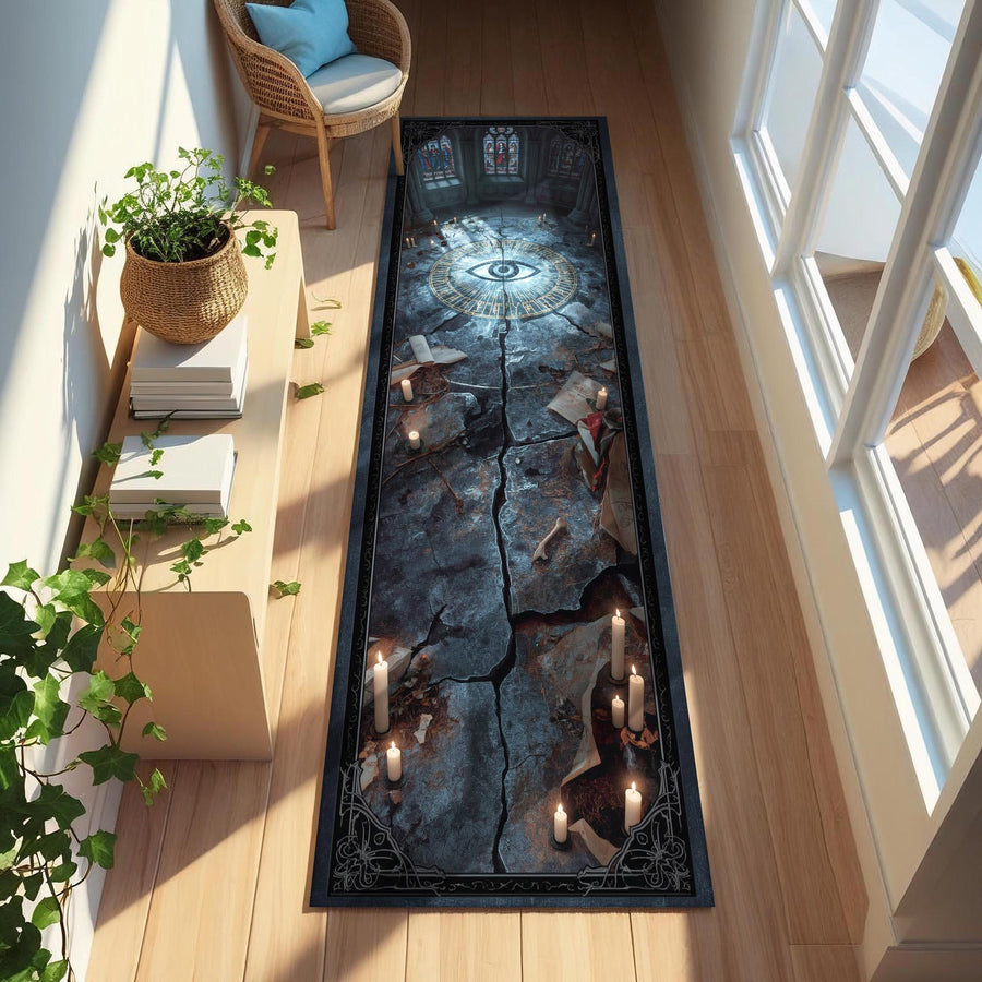 Occult Eye Gothic Runner, Witchy Decor Hallway Rug, Dark Academia Carpet, Gothic Altar Mat