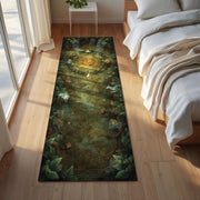 Forest Ritual Circle Runner Rug, Elemental Altar Runner Rug, Witchcore Tapestry Mat, Enchanted Forest Floor Decor, Nature Magic Hallway Rug
