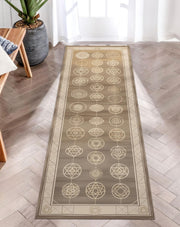 Sacred Geometry Runner Rug, Minimalist Zen Spiritual Carpet, Soft Beige Boho Hallway Rug, Yoga Meditation Decor Rug, Geometric Harmony Rug