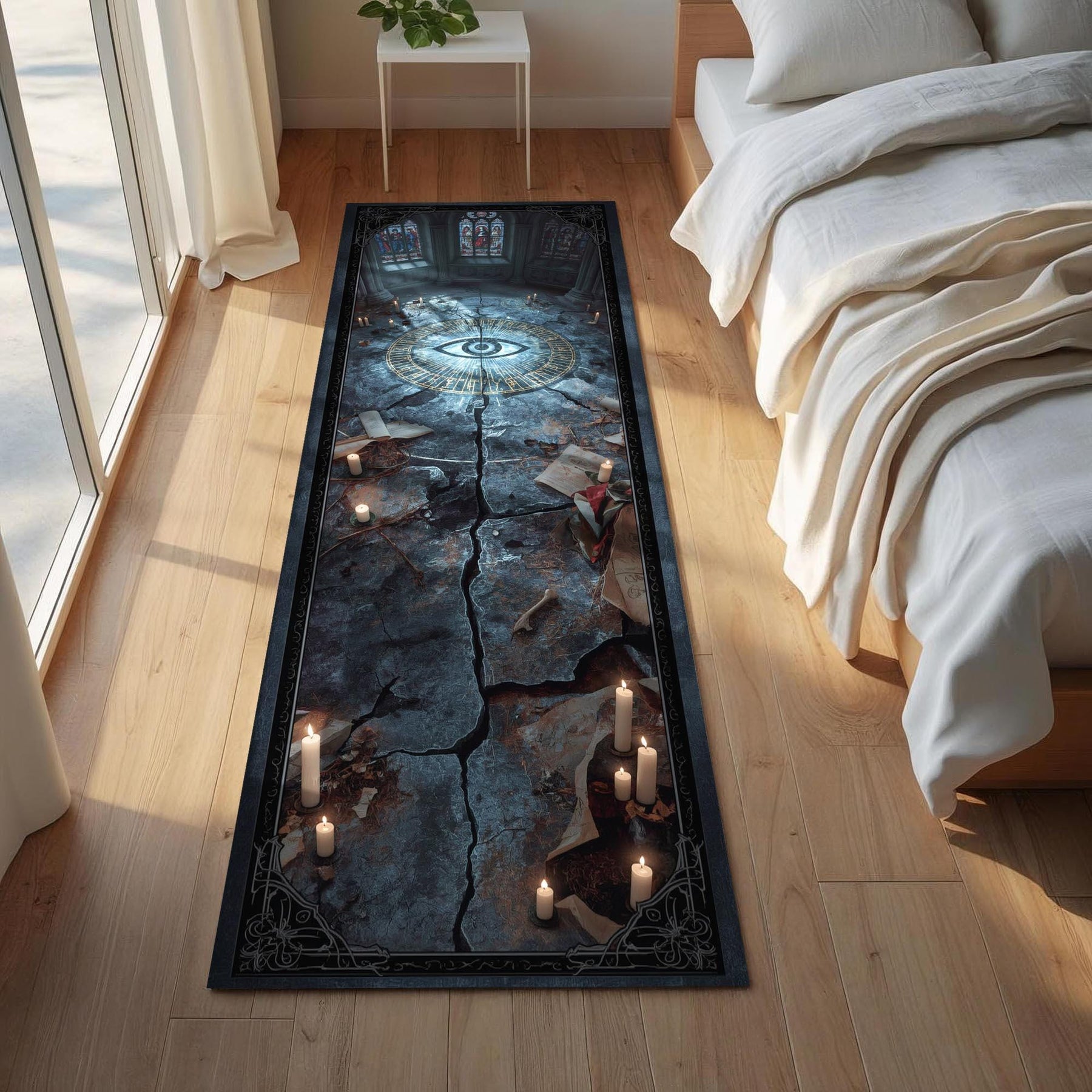 Occult Eye Gothic Runner, Witchy Decor Hallway Rug, Dark Academia Carpet, Gothic Altar Mat
