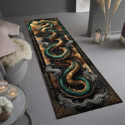 Serpent Myth Runner Rug, Gothic Dragon Snake Hallway Rug, Fantasy Medieval Decor, Wizard Magic Carpet, Mystical Creature Long Area Rug