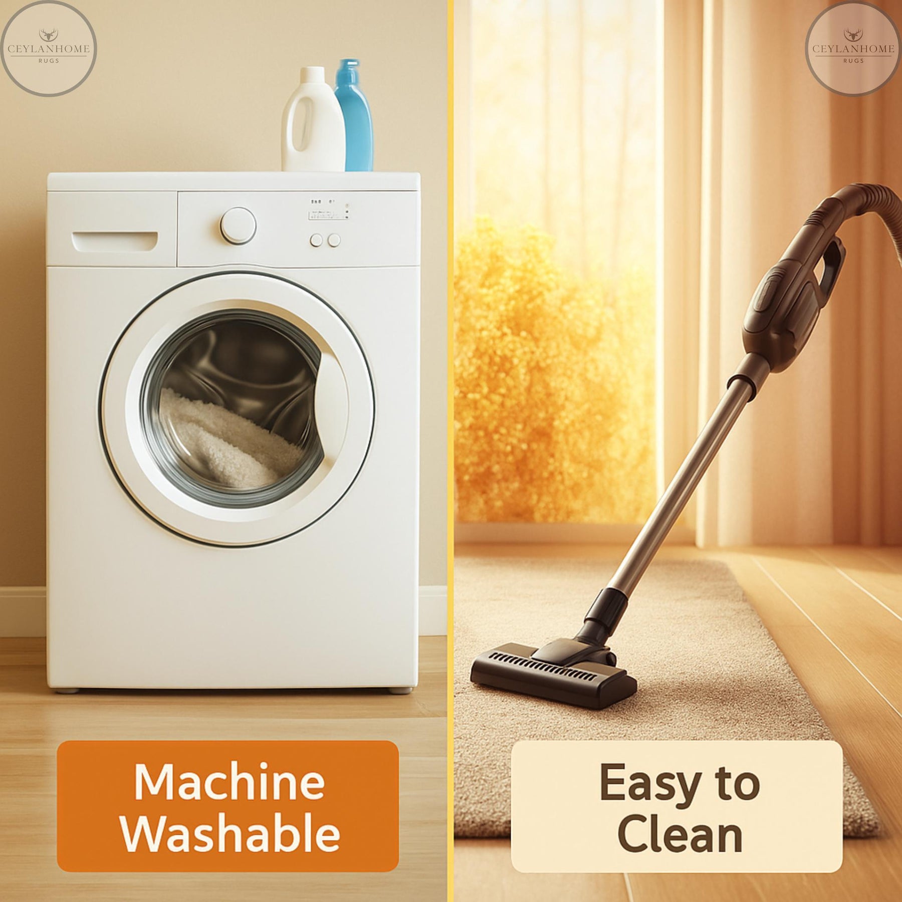 Retro Earth Tone Wavy Stripe Area Rug with Celtic Knot Border, Rustic Boho Living Room Carpet, Low Pile Washable Carpet for Entryway Hallway