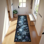 Fairycore Runner Rug with Glowing Lilies Under Moonlight | Mystical Night Garden Carpet | Dark Romantic Hallway Cottagecore Entryway Decor