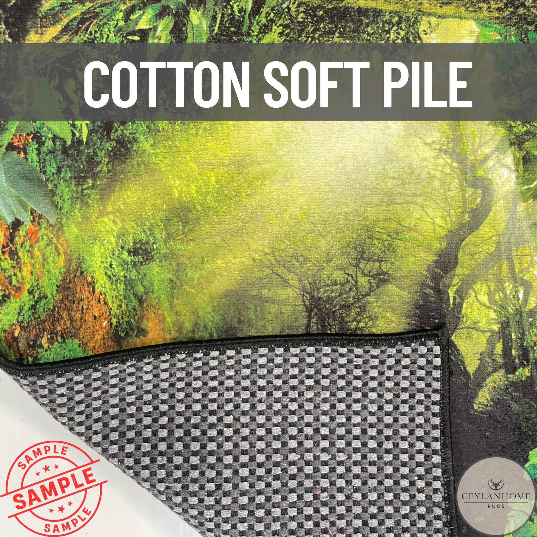 Tree of Life Round Rug with Celtic Runes, Mystical Forest Green Circle Carpet, Boho Pagan Decor for Living Room Bedroom or Meditation Space