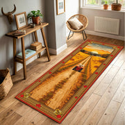 Farmhouse Tractor Runner Rug for Hallway, Country Sunset Wheat Field Carpet, Cottagecore Rustic Kitchen Floor Decor Carpet