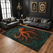 Octopus Gothic Rug, Kraken Sea Creature Rug, Dark Nautical Marine Rug, Gothic Sea Monster Rug, Washable Rug, Statement Ocean Area Rug