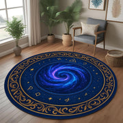 Galaxy Portal Circle Rug, Round Spell Rug, Celestial Magic Circle Mat, Witchy Galaxy Decor, Washable Mystical Rug, Cosmic Round Area Rug
