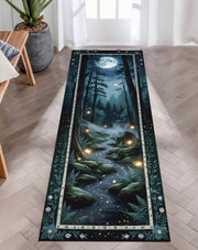 Enchanted Forest Runner Rug, Moonlight Fairy Path Rug, Mystical Woodland Hallway Rug, Fantasy Decor, Whimsical Night Scene Carpet