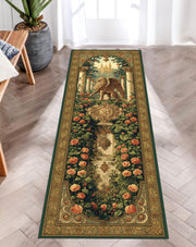Royal Griffin Garden Runner Rug, Mythical Fantasy Rug, Baroque Tapestry Rug, Castle Decor Hallway Mat, Enchanted Lion Eagle Rug