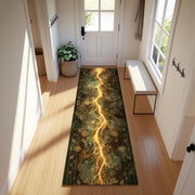 Arcane Lightning Runner Rug, Alchemy Tapestry Carpet for Witchy Hallways or Gothic Cosmic Decor