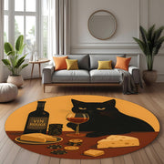 Whimsical Cat Wine & Cheese Round Rug: Quirky Home Decor for Pet Lovers and Party Enthusiasts