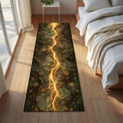 Arcane Lightning Runner Rug, Alchemy Tapestry Carpet for Witchy Hallways or Gothic Cosmic Decor