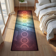 Spiritual Chakra Mandala Runner Rug, Rainbow Spiritual Hallway Rug, Meditation Energy Rug, Boho Yoga Decor Carpet, Spiritual Entryway Runner