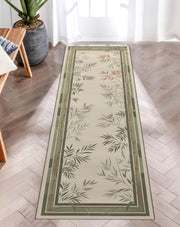 Bamboo Leaf Runner Rug, Japandi Minimalist Hallway Rug, Zen Nature-Inspired Carpet, Calming Neutral Floor Decor, Botanical Bamboo Area Rug