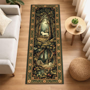 Unicorn Forest Runner Rug, Fantasy Tapestry Rug, Mystical Woodland Decor, Medieval Style Hallway Rug, Enchanted Unicorn Carpet, Washable Rug