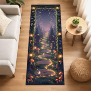 Fairy Forest Runner Rug, Whimsical Glowing Pathway Rug, Fairycore Kids Room Decor, Enchanted Mushroom Carpet, Magical Woodland Hallway Rug