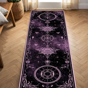 Witchy Celestial Runner Rug in Purple Black Galaxy – Moon Star Mandala Hallway Mat, Gothic Boho Aesthetic, Non Slip Washable Entry Decor