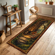 Enchanted Forest Library Runner Rug, Vintage Book Nook Hallway Carpet, Cozy Reading Path Art, Non Slip Washable Floor Decor for Entryway