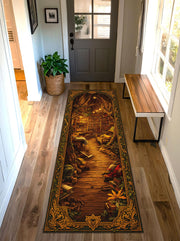 Enchanted Library Runner Rug for Hallway – Fantasy Tree Arch Book Nook Carpet, Cozy Cottagecore Bookish Decor, Vintage Boho Aesthetic