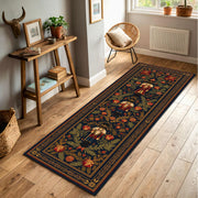 Nutcracker Christmas Runner Rug for Hallway, Vintage Navy Holiday Carpet with Ornaments and Pine, Festive Entryway Floor Decor, Winter Gift