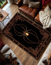 Gothic Spider Chandelier Area Rug, Black Vintage Victorian Occult Carpet, Dark Aesthetic Living Room Bedroom Halloween Decor Rug