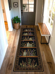 Vintage Apothecary Botanical Runner Rug, Dark Academia Hallway Carpet, Herb & Potion Bottle Art Kitchen Floor Mat Decor Non Slip Washable