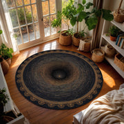 Black Hole 3D Round Rug, Space Vortex Spiral Area Rug, Galaxy Nebula Circle Carpet for Living Room Bedroom, Sci Fi Cosmic Home Decor