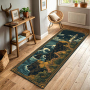 Coastal Lighthouse Runner Rug, Ocean Cliff Wave Hallway Carpet, Nautical Vintage Floor Mat for Entryway Kitchen Corridor Decor Gift Idea