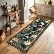 Koi Fish Lotus Rug Runner, Japanese Style Hallway Carpet, Oriental Floral Entryway Mat, Zen Home Decor, Long Narrow Area Rug