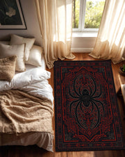 Spider Rug Gothic Red Black Area Rug, Dark Academia Living Room Carpet, Halloween Home Decor, Witchy Occult Floor Accent Mat for Rooms