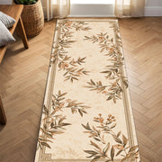 Botanical Runner Rug, Beige Floral Hallway Carpet, Vintage Leaf Kitchen Rug, Neutral Cottagecore Entryway Decor, Boho Floor Rug Accent