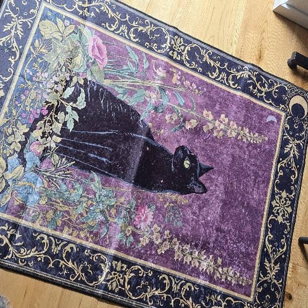 Andreas customer photo of black cat floral rug